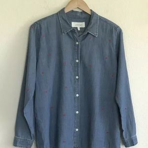 The Great button up heart embroidery size 2 // M